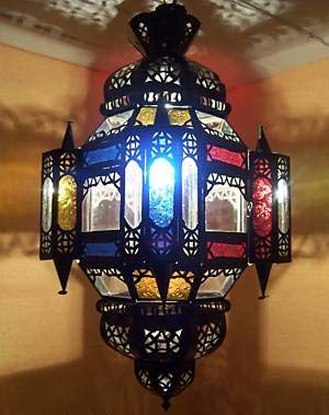 Hängeleuchte Falak Buntglas 60cm | Orientalische Lampe Metall & Glas von Marrakesch Orient & Mediterran Interior
