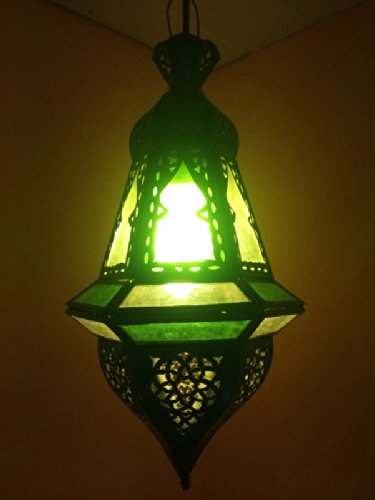Orientalische Lampe Pendelleuchte Grün Anya 35cm E14 Lampenfassung | Marokkanische Design Hängeleuchte Leuchte aus Marokko | Orient Lampen für Wohnzimmer Küche oder Hängend über den Esstisch von Marrakesch Orient & Mediterran Interior