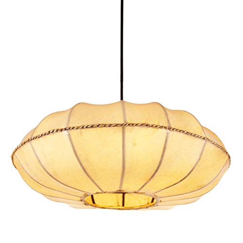 Orientalische Lampe Pendelleuchte Hängeleuchte Chaska Natur 48cm Groß | Marokkanische Lederlampe Hennalampe Leuchte mit Henna | Orient Lampen für Wohnzimmer Küche oder Hängend über den Esstisch von Marrakesch Orient & Mediterran Interior