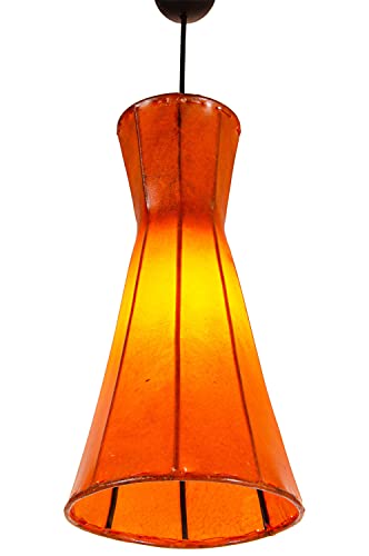 Orientalische Lampe Pendelleuchte Hängeleuchte Jinjin Orange 40cm Groß | Marokkanische Lederlampe Hennalampe Leuchte | Orient Lampen für Wohnzimmer Küche oder Hängend über den Esstisch von Marrakesch Orient & Mediterran Interior