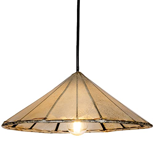 Orientalische Lampe Pendelleuchte Hängeleuchte Mian Beige 30cm Groß | Marokkanische Lederlampe Hennalampe Leuchte | Orient Lampen für Wohnzimmer Küche oder Hängend über den Esstisch von Marrakesch Orient & Mediterran Interior