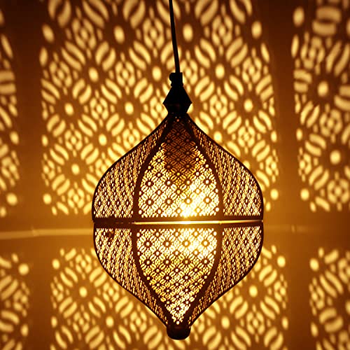 Orientalische Lampe Pendelleuchte Lamilami Grau 31cm E27 Lampenfassung | Marokkanische Design Hängeleuchte Leuchte aus Marokko | Orient Lampen für Wohnzimmer Küche oder Hängend über den Esstisch von Marrakesch Orient & Mediterran Interior