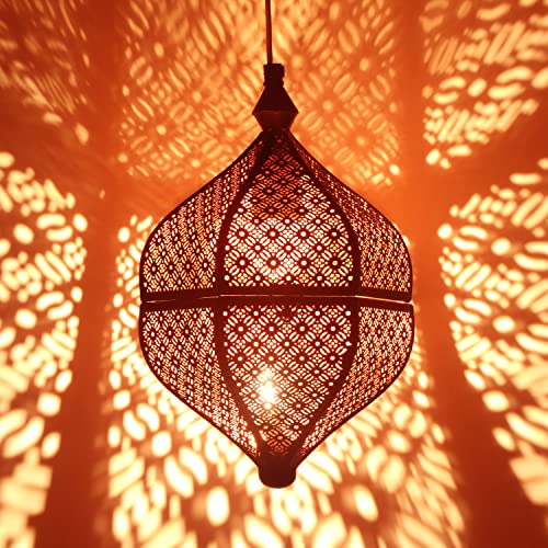 Orientalische Lampe Pendelleuchte Lamilami Schwarz 31cm E27 Lampenfassung | Marokkanische Design Hängeleuchte Leuchte aus Marokko | Orient Lampen für Wohnzimmer Küche oder Hängend über den Esstisch von Marrakesch Orient & Mediterran Interior