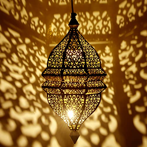 Orientalische Lampe Pendelleuchte Riri Grau 42cm E27 Lampenfassung | Marokkanische Design Hängeleuchte Leuchte aus Marokko | Orient Lampen für Wohnzimmer Küche oder Hängend über den Esstisch von Marrakesch Orient & Mediterran Interior