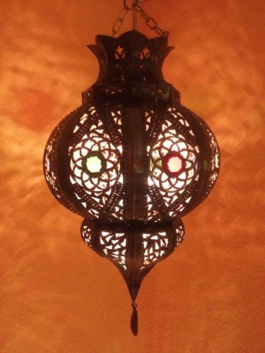 Orientalische Lampe Pendelleuchte Rostfarben Damla E27 Lampenfassung | Marokkanische Design Hängeleuchte Leuchte aus Marokko | Orient Lampen für Wohnzimmer, Küche oder Hängend über den Esstisch von Marrakesch Orient & Mediterran Interior