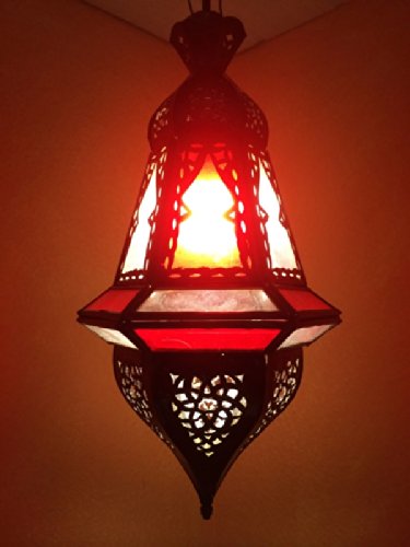 Orientalische Lampe Pendelleuchte Rot Anya 35cm E14 Lampenfassung | Marokkanische Design Hängeleuchte Leuchte aus Marokko | Orient Lampen für Wohnzimmer Küche oder Hängend über den Esstisch von Marrakesch Orient & Mediterran Interior