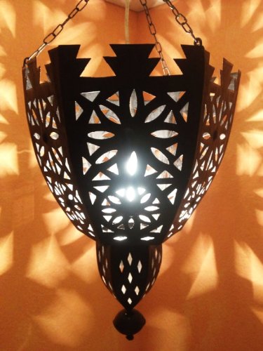Orientalische Lampe Pendelleuchte Schwarz Frana E27 Lampenfassung | Marokkanische Design Hängeleuchte Leuchte aus Marokko | Orient Lampen für Wohnzimmer, Küche oder Hängend über den Esstisch von Marrakesch Orient & Mediterran Interior
