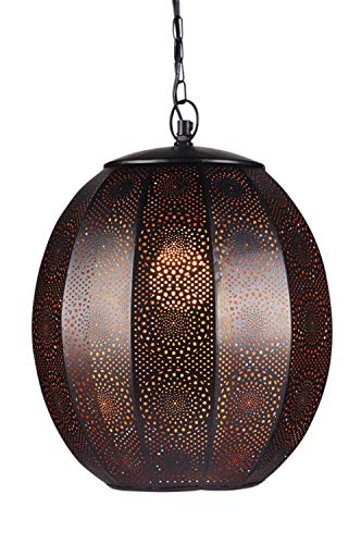 Orientalische Lampe Pendelleuchte Schwarz Konoos 35cm E27 Lampenfassung | Marokkanische Design Hängeleuchte Leuchte aus Marokko | Orient Lampen für Wohnzimmer Küche oder Hängend über den Esstisch von Marrakesch Orient & Mediterran Interior