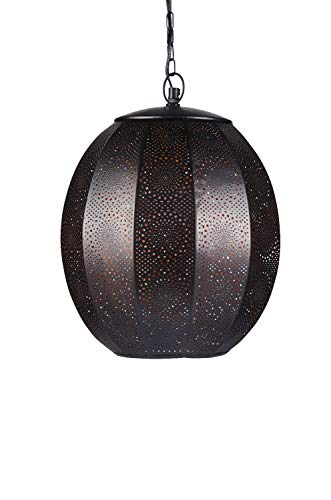 Orientalische Lampe Pendelleuchte Schwarz Konoos 35cm E27 Lampenfassung | Marokkanische Design Hängeleuchte Leuchte aus Marokko | Orient Lampen für Wohnzimmer Küche oder Hängend über den Esstisch von Marrakesch Orient & Mediterran Interior