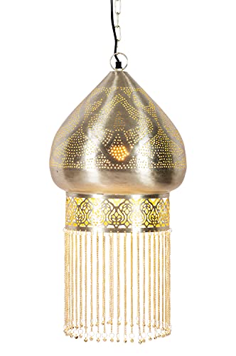 Orientalische Lampe Pendelleuchte Silber Archita 60cm E27 Lampenfassung | Marokkanische Design Hängeleuchte Leuchte aus Indien | Orient Lampen für Wohnzimmer, Küche oder Hängend über den Esstisch von Marrakesch Orient & Mediterran Interior