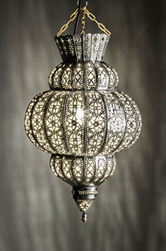 Pendelleuchte Silber Harem 50cm | Orientalische Lampe handgefertigt von Marrakesch Orient & Mediterran Interior