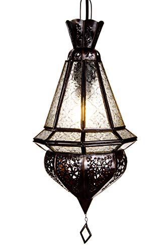 Orientalische Lampe Pendelleuchte Weiss Moulay 45cm E14 Lampenfassung | Marokkanische Design Hängeleuchte Leuchte aus Marokko | Orient Lampen für Wohnzimmer Küche oder Hängend über den Esstisch von Marrakesch Orient & Mediterran Interior