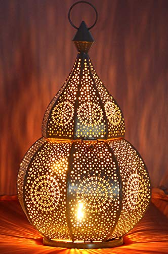 Orientalische Laterne aus Metall Anaram Grau 32cm | orientalisches Marokkanisches Windlicht Gartenwindlicht | Marokkanische Metalllaterne für draußen als Gartenlaterne, oder Innen als Tischlaterne von Marrakesch Orient & Mediterran Interior