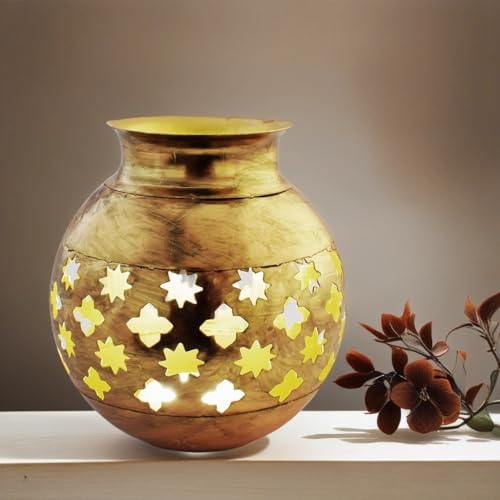 Orientalische Laterne aus Metall Arabica Gold 18cm | orientalisches Marokkanisches Windlicht Gartenwindlicht | Marokkanische Metalllaterne für draußen als Gartenlaterne, oder Innen als Tischlaterne von Marrakesch Orient & Mediterran Interior