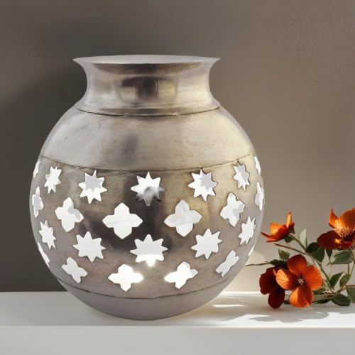 Orientalische Laterne aus Metall Arabica Silber 18cm | orientalisches Marokkanisches Windlicht Gartenwindlicht | Marokkanische Metalllaterne für draußen als Gartenlaterne, oder Innen als Tischlaterne von Marrakesch Orient & Mediterran Interior