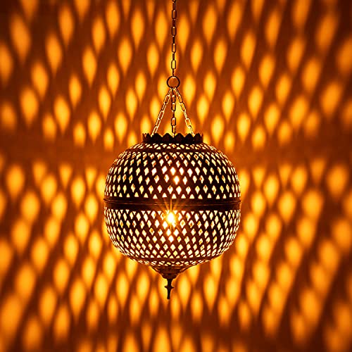 Orientalische Lampe Pendelleuchte Silber Safiye 23cm E27 Lampenfassung | Marokkanische Design Hängeleuchte Leuchte aus Marokko | Orient Lampen für Wohnzimmer, Küche oder Hängend über den Esstisch von Marrakesch Orient & Mediterran Interior