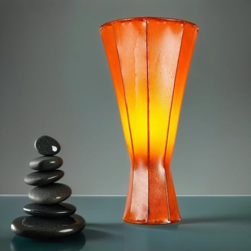 Orientalische Stehlampe Jinjin 40cm Lederlampe Hennalampe Lampe | Marokkanische Große Stehlampen aus Metall, Lampenschirm aus Leder | Orientalische Dekoration aus Marokko (Jinjin Orange) von Marrakesch Orient & Mediterran Interior