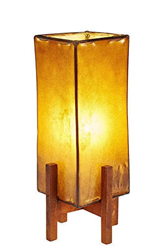 Orientalische Tischlampe Janka 30cm gross Lederlampe Quadratisch Lampe | Marokkanische kleine Tischlampen aus Metall, Lampenschirm aus Leder | Orientalische Dekoration aus Marokko, Farbe Braun von Marrakesch Orient & Mediterran Interior