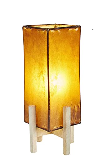 Orientalische Tischlampe Janka 30cm gross Lederlampe Quadratisch Lampe | Marokkanische kleine Tischlampen aus Metall, Lampenschirm aus Leder | Orientalische Dekoration aus Marokko, Farbe Braun von Marrakesch Orient & Mediterran Interior