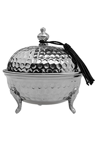 Orientalische Zuckerdosen Dosen aus Messing in Silber Amir 12cm | Marokkanische Minzdose Tee Kaffee Dose klein | indische Vintage Vorratsdose Gewürzdose rund | Orientalische Dekoration auf dem Tisch von Marrakesch Orient & Mediterran Interior