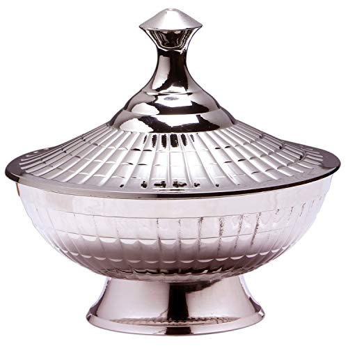 Orientalische Zuckerdosen Dosen aus Messing in Silber Anwar 12cm| Marokkanische Minzdose Tee Kaffee Dose klein | indische Vintage Vorratsdose Gewürzdose rund | Orientalische Dekoration auf dem Tisch von Marrakesch Orient & Mediterran Interior