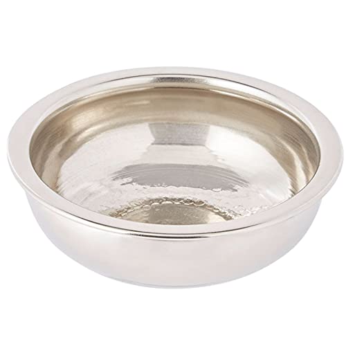 Orientalische runde Hamam Schale aus Messind Kassal 15cm groß Silber | Orient Dekoschale mit hoher Rand | Marokkanisches Servierschale Rund | Orientalische silberne Deko auf dem gedeckten Tisch von Marrakesch Orient & Mediterran Interior