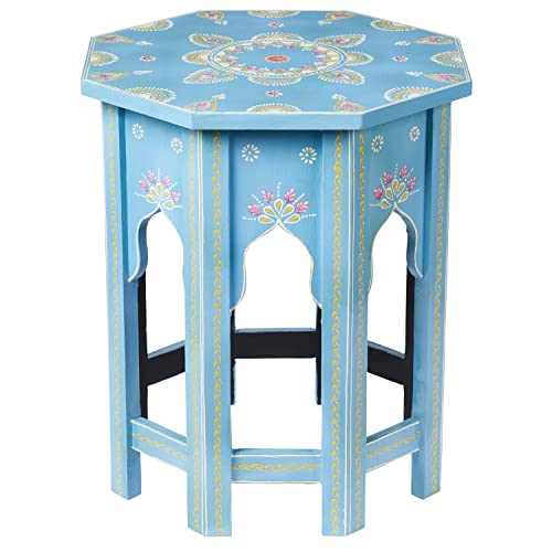 MARRAKESCH Beistelltisch Nachttisch aus Holz 47cm groß Tisch Hocker Boufa blau als Orientalische Dekoration von Marrakesch Orient & Mediterran Interior