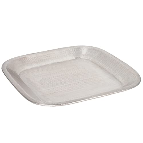 Orientalisches Tablett aus Aluminium Hosna 34cm | Marokkanisches Teetablett in der Farbe Silber | Orient Silbertablett silberfarbig | Orientalische Dekoration auf dem gedeckten Tisch von Marrakesch Orient & Mediterran Interior