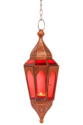 Orientalisches Windlicht Laterne Glas Lalita Rot 41 cm groß | Orientalische Glas Teelichthalter Hängewindlicht mit Henkel orientalisch | Marokkanische Windlichter hängend als Hängewindlichter Orientalisches Windlicht Laterne Glas Lalita Rot 41 cm groß | Orientalische Glas Teelichthalter Hängewindlicht mit Henkel orientalisch | Marokkanische Windlichter hängend als Hängewindlichter von Marrakesch Orient & Mediterran Interior