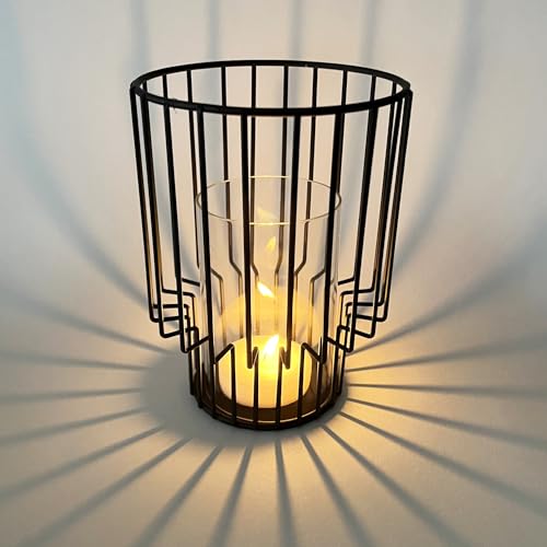 Orientalisches Windlicht Laterne orientalisch Beek 18cm | Orientalische Vintage Teelichthalter Schwarz außen | Marokkanische Windlichter aus Metall als Dekoration von Marrakesch Orient & Mediterran Interior