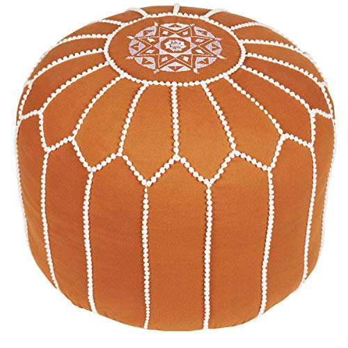 Runder Pouf Sitzpouf aus Baumwolle Chems Braun ø 45cm Rund Ohne Füllung | Sitzkissen Bodenkissen Kissen Orientalisch | Sitzpuff Hocker Sitzhocker Fusshocker bestickt als Orientalische Dekoration von Marrakesch Orient & Mediterran Interior