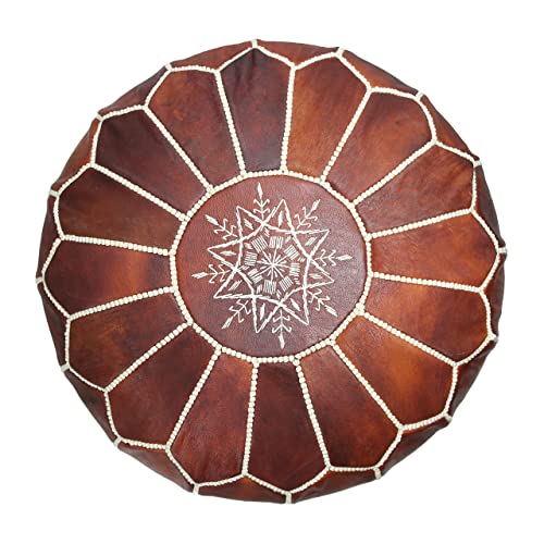 Marrakesh Style Wunderschöner, origineller, dunkelbrauner Sitzhocker, marokkanischer Lederpouf, Naturlederpoufs, Heimgeschenke, Hochzeitsgeschenke, ungefüllt (dunkelbraun) von Marrakesh Style