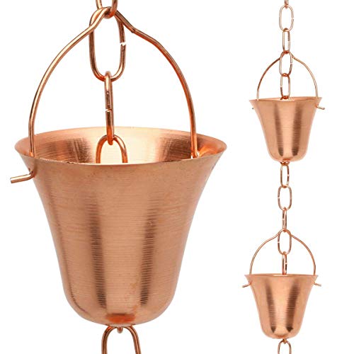 Marrgon Golden Canary Regenkette, reines Kupfer, einbaufertig in Dachrinne, dekorativer Fallauslauf-Ersatz zum Sammeln von Wasser in einem Fass (1,8 m) von Marrgon