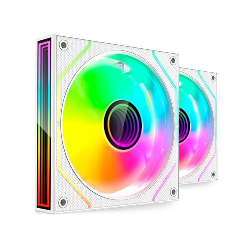 MARS GAMING MF-3DPROX2, Kit 2x PWM 120mm Lüfter, ARGB Triple Infinity Mirror 360° Beleuchtung, PWM-Steuerungssystem, FDB-Lager, PC-Lüfter mit voller ARGB-Kompatibilität, Weiß von Mars Gaming
