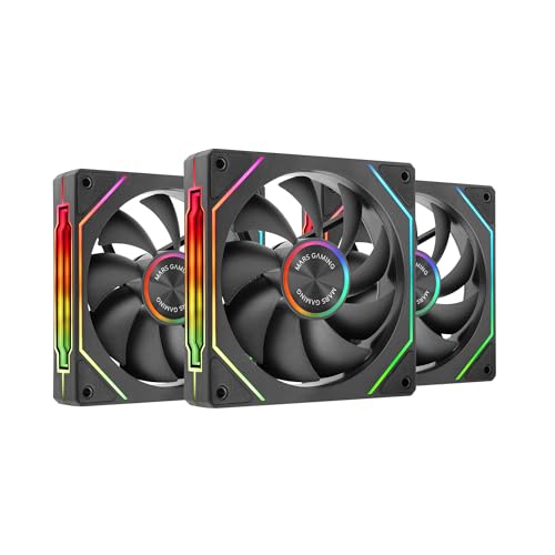 Mars Gaming MF-LINKFINITYKIT2, 3x Modulares PWM-Lüfter-Kit 120mm, ARGB Infinity Mirror Beleuchtung, LINKFINITY Modulsystem und Magnetische Verbindung, Flexible 2+1 Konfiguration Ohne Kabel, Schwarz von Mars Gaming