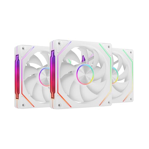Mars Gaming MF-LINKFINITYKIT2, 3x Modulares PWM-Lüfter-Kit 120mm, ARGB Infinity Mirror Beleuchtung, LINKFINITY Modulsystem und Magnetische Verbindung, Flexible 2+1 Konfiguration Ohne Kabel, Weiß von Mars Gaming