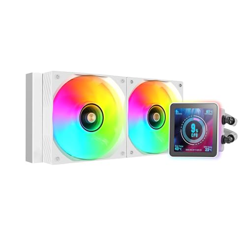 Mars Gaming ML-VISIONPRO240, AIO-Flüssigkeitskühlung, TDP 500W, 2x ARGB 120mm FDB-Lüfter Kupfer- und Aluminiumkern, 4” Abnehmbares Magnetisches IPS-LCD-Display, Opti-Chamber 3. Generation, Weiß von Mars Gaming