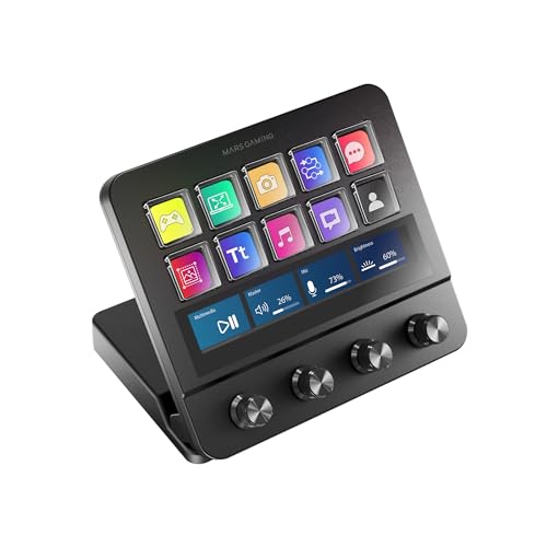 Mars Gaming MSD-PRO, Control Deck, 10 LCD-Tasten und 4 Anpassbare Drehregler, Erweiterter Animierter Touchscreen, Verstellbare Basis, Steuerungssoftware, USB-Hub mit 2X USB 3.0 + 1x USB-C, Schwarz Mars Gaming MSD-PRO, Control Deck, 10 LCD-Tasten und 4 Anpassbare Drehregler, Erweiterter Animierter Touchscreen, Verstellbare Basis, Steuerungssoftware, USB-Hub mit 2X USB 3.0 + 1x USB-C, Schwarz von Mars Gaming