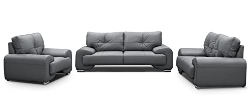 Mars Meble Big-Sofa Polstergarnitur Omega Set 3+2+1 Sofa Wohnzimmer Sofagarnitur 3-TLG Couch (Grau) von Mars Meble