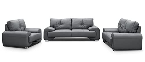 Mars Meble Big-Sofa Polstergarnitur Omega Set 3+2+1 Sofa Wohnzimmer Sofagarnitur 3-TLG Couch (Grau) von Mars Meble