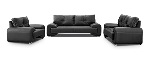 Mars Meble Big-Sofa Polstergarnitur Omega Set 3+2+1 Sofa Wohnzimmer Sofagarnitur 3-TLG Couch (Schwarz), 225x98x88 cm, 185x98x88 cm, 128x98x88 cm, (OME_321) von Mars Meble