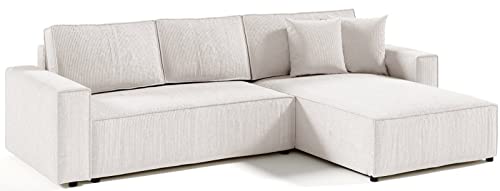 Mars Meble L-förmig Ecksofa Elias Couch mit Schlaffunktion + Stauraum Sofa 290cm Wohnzimme (Beige) von Mars Meble