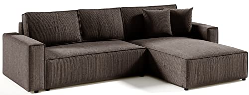 Mars Meble L-förmig Ecksofa Elias Couch mit Schlaffunktion + Stauraum Sofa 290cm Wohnzimme (Braun) von Mars Meble