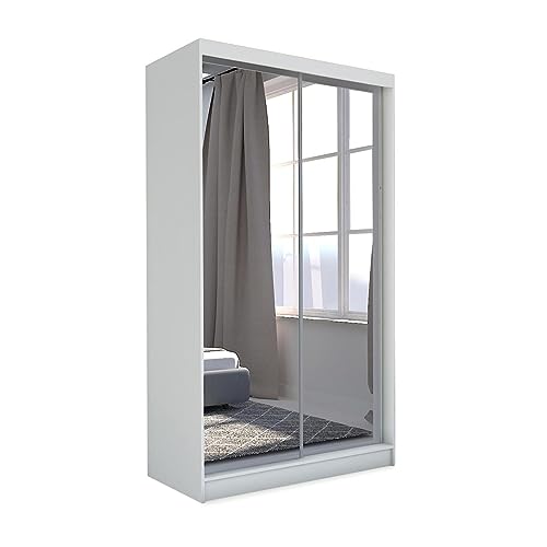 Mars Meble Schrank mit Schwebetüren Debra Kleiderschrank mit Spiegeln Kleiderstangen Garderobe, Farbe: Weiß, Breite: 120 cm Mars Meble Schrank mit Schwebetüren Debra Kleiderschrank mit Spiegeln Kleiderstangen Garderobe, Farbe: Weiß, Breite: 120 cm von Mars Meble