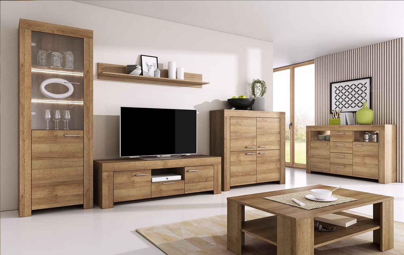 Beautysofa Wohnzimmer-Set Schrankwand SKY mit Vitrine + RTV mit Regal + Kommode Beautysofa Wohnzimmer-Set Schrankwand SKY mit Vitrine + RTV mit Regal + Kommode von Beautysofa