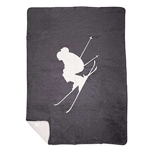 Mars & More Decke Skifahrer grau 130cm x180cm kuschelige Decke Plaid Wolldecke Kuscheldecke von Mars & More