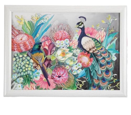 Mars & More Knietablett Fleury Pfau Couchtablett Kissentablett bunt Blumen von Mars & More