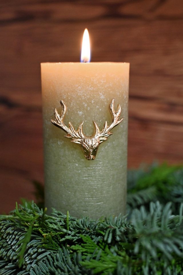 Mars & More Windlicht Kerzen-Pins 4er Set - HIRSCHKOPF - gold von Mars & More