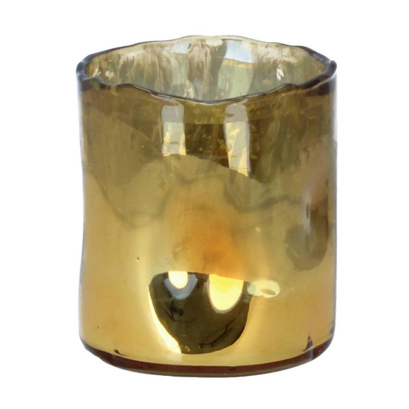 Mars & More mundgeblasenes Glas Windlicht Vase 12,5 cm Bernstein 3 von Mars & More