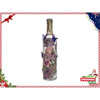 Paris Decoupage Flasche | Eiffelturm Vase Triumphbogen Akzent Pariser Wohnkultur Schmetterling Dekor Weihnachtsgeschenk von MarsArtTreasures